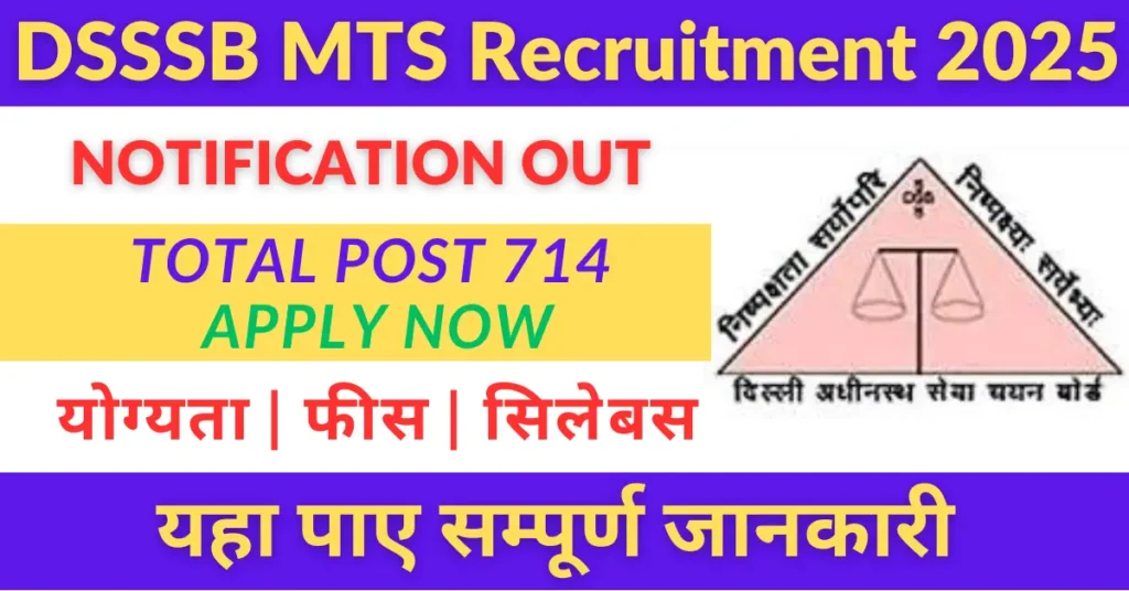DSSSB MTS Recruitment 2025